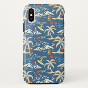 Retro Surf Tropical Pattern iPhone X Case