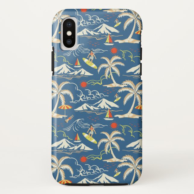 Retro Surf Tropical Pattern Case-Mate iPhone Case (Back)