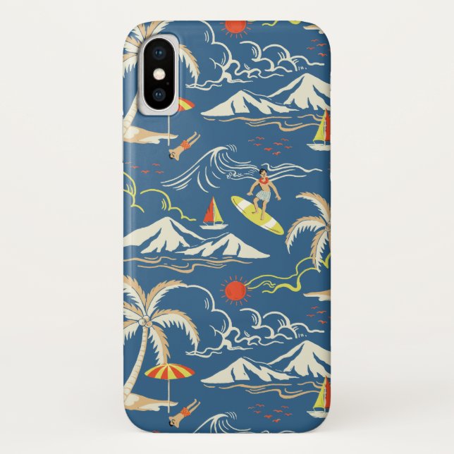 Retro Surf Tropical Pattern Case-Mate iPhone Case (Back)