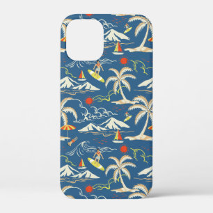 Retro Surf Tropical Pattern iPhone 12 Mini Case