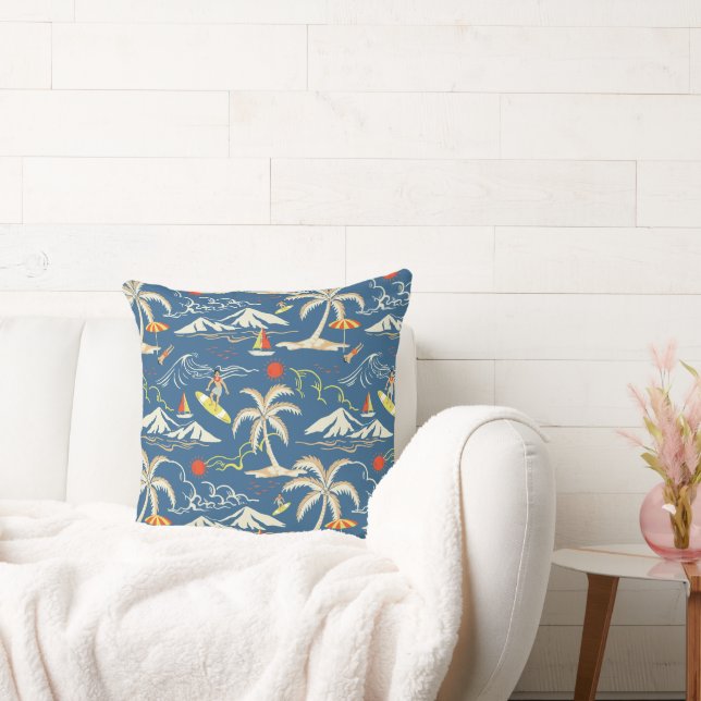 Retro Surf Tropical Pattern Cushion (Couch)