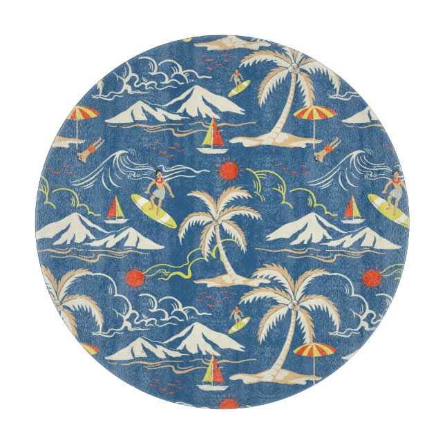 Retro Surf Tropical Pattern Cutting Board (Front)