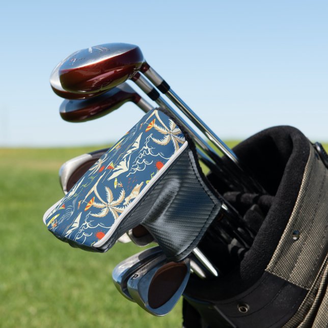 Retro Surf Tropical Pattern Golf Head Cover (In Situ)
