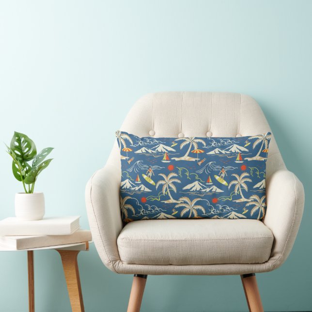 Retro Surf Tropical Pattern Lumbar Cushion (Chair)