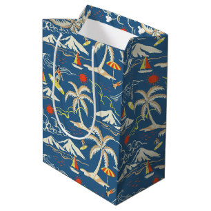 Retro Surf Tropical Pattern Medium Gift Bag