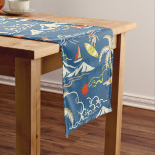 Retro Surf Tropical Pattern Medium Table Runner