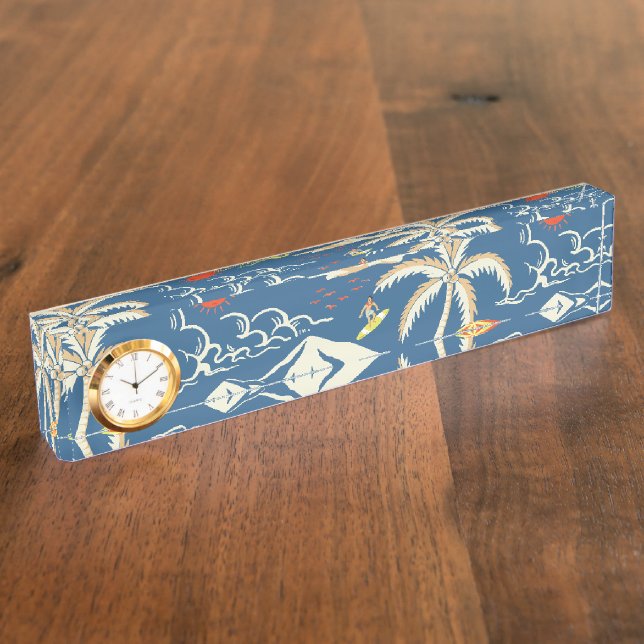 Retro Surf Tropical Pattern Nameplate (Side)