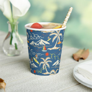 Retro Surf Tropical Pattern Paper Cups