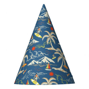 Retro Surf Tropical Pattern Party Hat