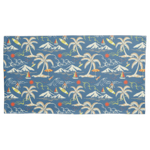 Retro Surf Tropical Pattern Pillowcase