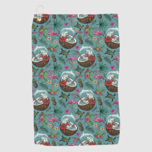 Retro surf tropical themed pattern golf towel