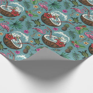 Retro surf tropical themed pattern wrapping paper