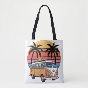 Retro Surf Van Sunset Vibes Tote Bag