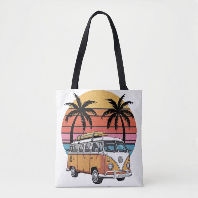 Retro Surf Van Sunset Vibes  Tote Bag (Front)