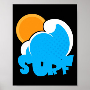Retro Surf Wave Sun Summer Fun Vibe for Beach Poster