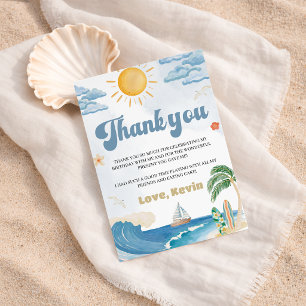 Retro Surfboard Beach Birthday Thank You Card