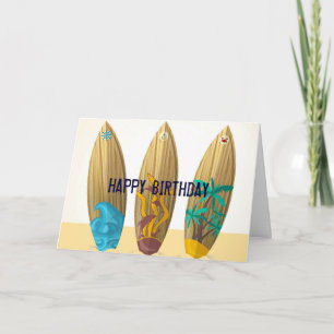 Retro Surfboard trio Summer Card