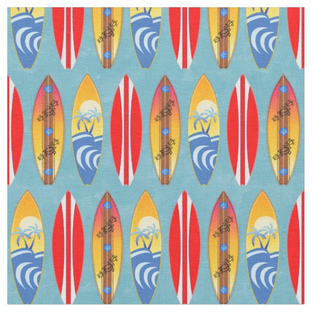 Retro Surfboards Fabric (Close Up)