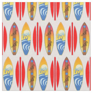 Retro Surfboards Pink Hibiscus Fabric