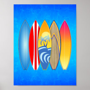 Retro Surfboards Poster