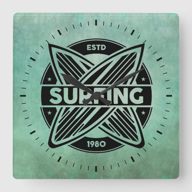Retro Surfboards Wall Clock (Front)