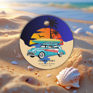 Retro Surfer Car Baby Shower Favour Tags