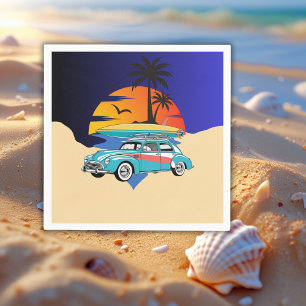 Retro Surfer Car Baby Shower Napkin