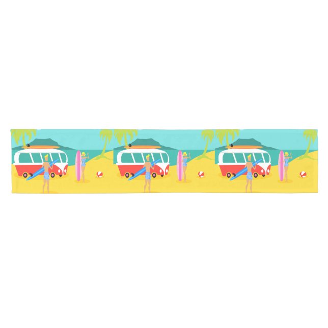 Retro Surfer Couple Table Runner (Horizontal)