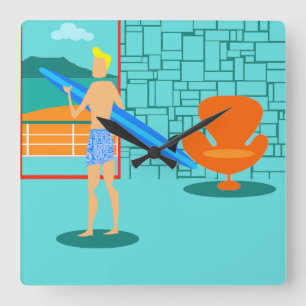 Retro Surfer Dude Acrylic Wall Clock