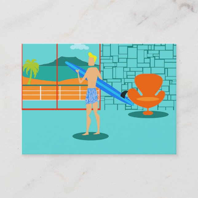 Retro Surfer Dude Business Cards (Front)