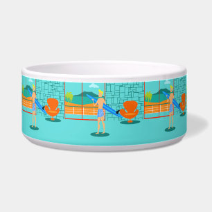 Retro Surfer Dude Ceramic Pet Bowl