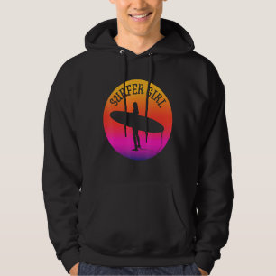 Retro Surfer Girl Surf l Surfboard Girl Throwback Hoodie