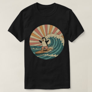 Retro Surfer Penguin - Vintage Summer Beach Vibe T-Shirt