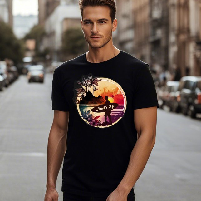 Retro Surfer Sunset Beach Men's T-Shirt (Creator Uploaded)