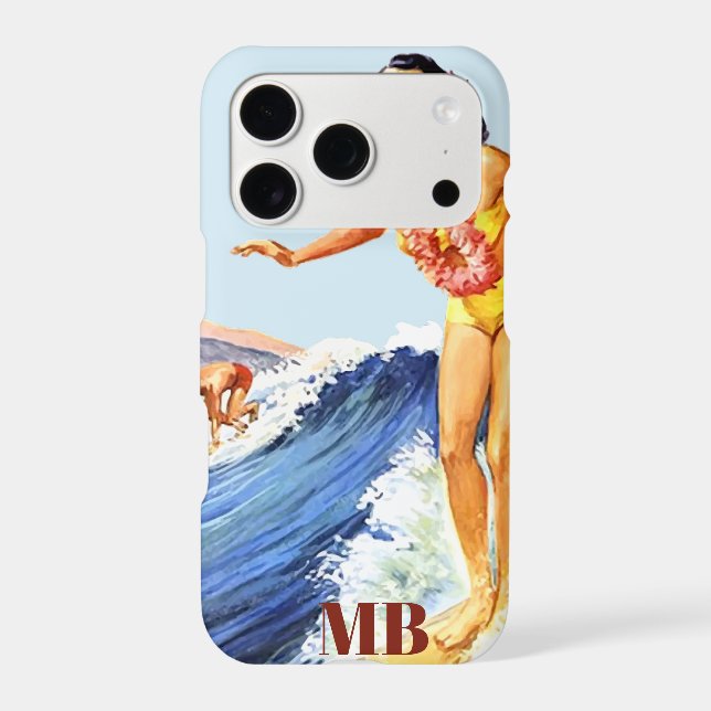  Retro Surfer Waves Summer Blue Monogram (Back)