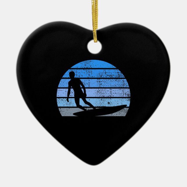 Retro Surfing Ceramic Ornament (Front)