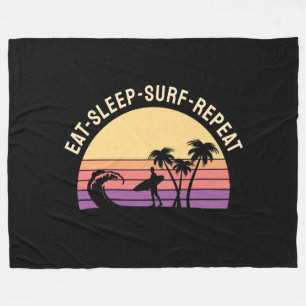 Retro Surfing Fleece Blanket