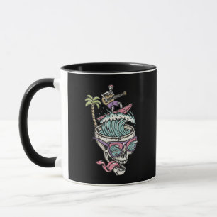Retro Surfing Skeleton Guitarist Mug
