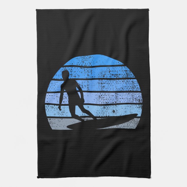 Retro Surfing Tea Towel (Vertical)