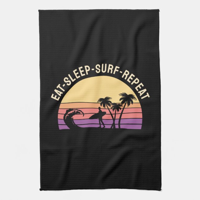 Retro Surfing Tea Towel (Vertical)