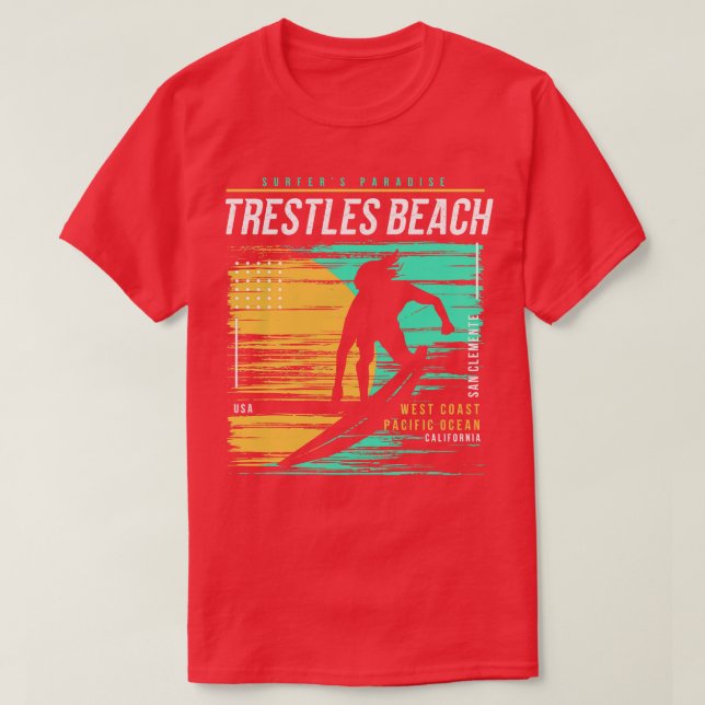 Retro Surfing Trestles San Clemente California Vin T-Shirt (Design Front)