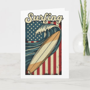 Retro Surfing USA Flag Card