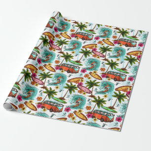 Retro Surfing Wrapping Paper