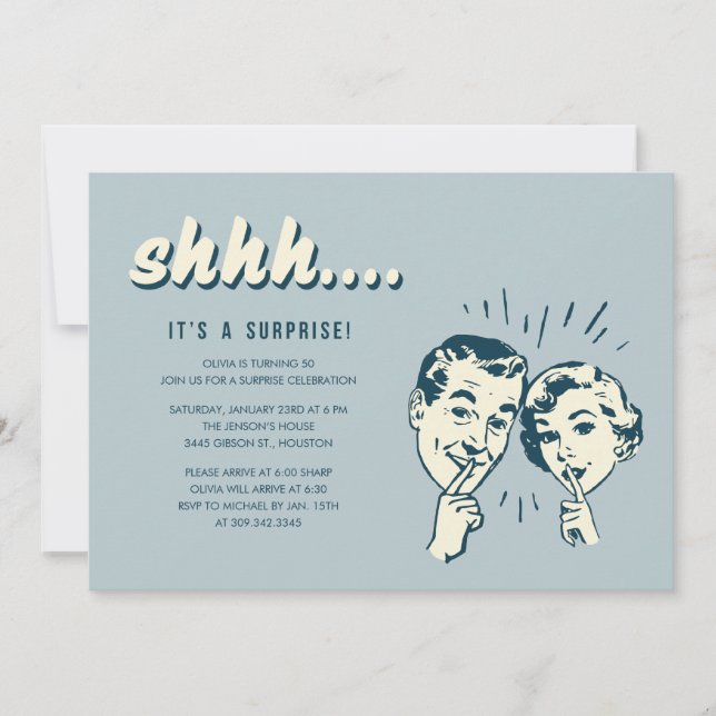 Retro Surprise Birthday Invitations (Front)