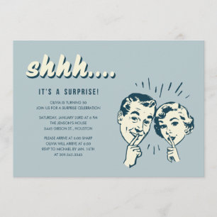 Retro Surprise Birthday Invitations