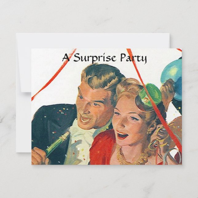 Retro Surprise Party Celebrate Engagement Invites (Front)