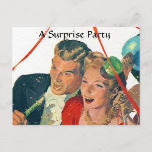 Retro Surprise Party Celebrate Engagement Invites