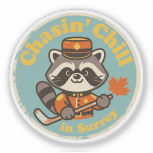 Retro Surrey BC Racoon and Hockey Stick