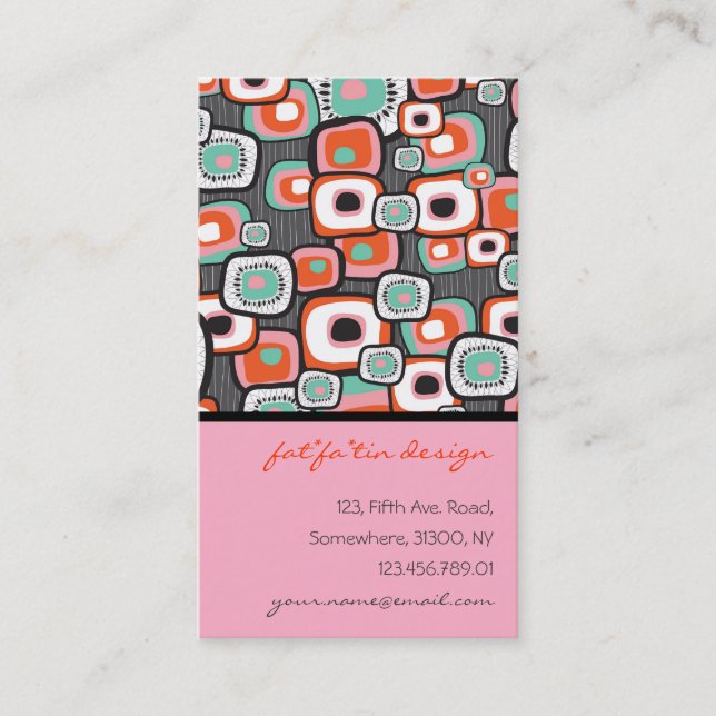 Retro Sushi Flower Squares Profile Card (Front)