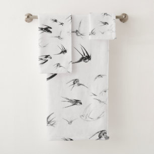 Retro Swallow Bird Nature Animal Bath Towel Set